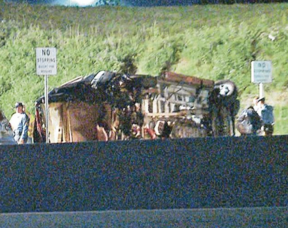 Screenshot of the actual car wreck that critically injured Tracy Morgan and killed one of his writers. www.blacklikemoi.com