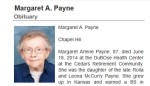 Margaret A Paynes obituary in a local South Carolina newspaper claims the older white woman is related to Pres. Obama. www.blacklikemoi.com